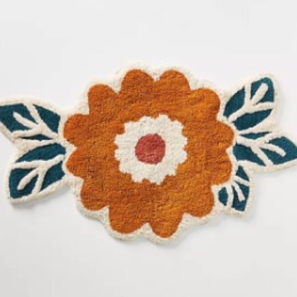 Anthropologie Bath Mat Floral Cotton NWT